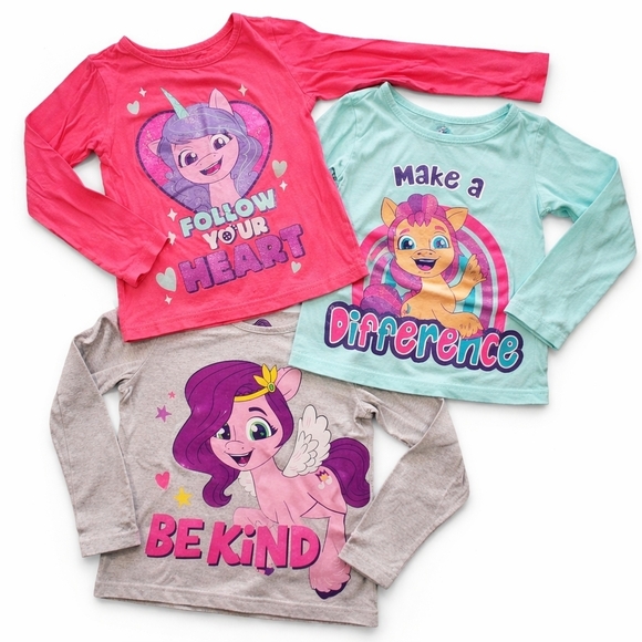 My Little Pony Other - My Little Pony Girls Graphic Long Sleeve Shirts Lot Size 5 (3-Pack)
